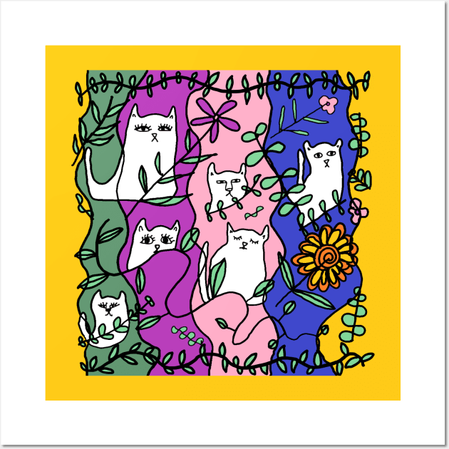 Forest of cats, white cat Wall Art by zzzozzo